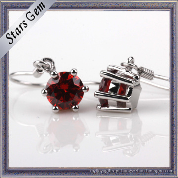 Alta Qualidade Dark Garnet Red Cubic Zirconia Prata Eardrop Jóias